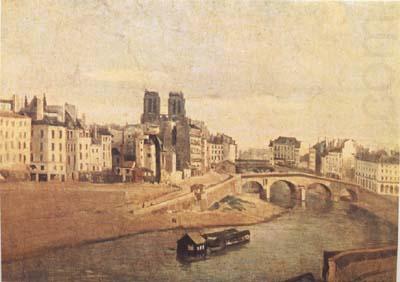 Notre-Dame et le quai des Orfevres (mk11), Jean Baptiste Camille  Corot